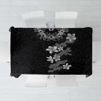 Hawaiian Lei Plumeria and Tropical Leaves Tablecloth Watercolor Style-Grayscale LT03 Black - Polynesian Pride