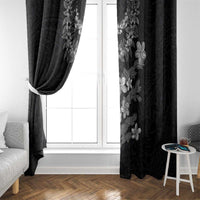 Hawaiian Lei Plumeria and Tropical Leaves Window Curtain Watercolor Style-Grayscale
