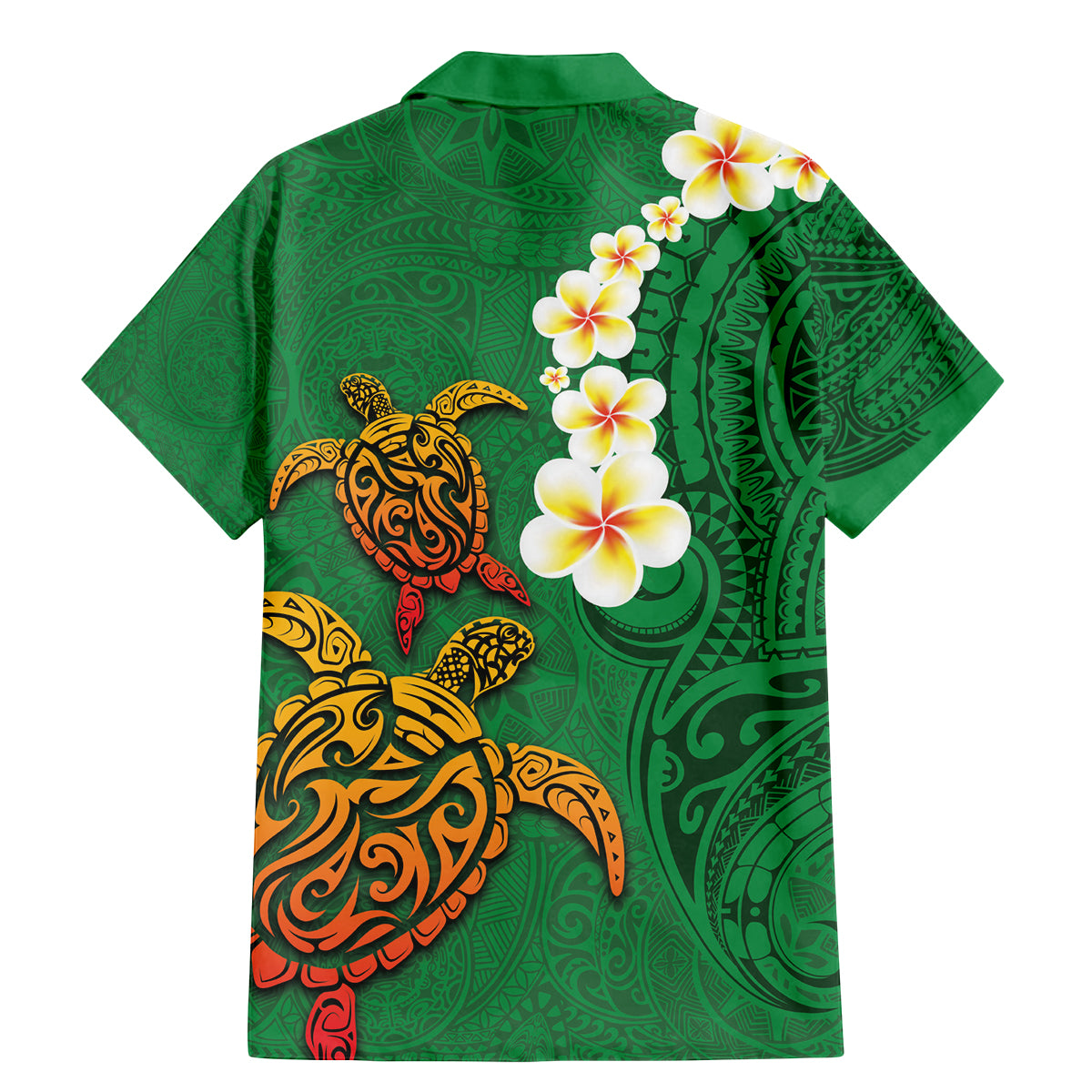 Hawaii Turtle Plumeria Flower Family Matching Mermaid Dress and Hawaiian Shirt Polynesian Pattern Green Color LT03 - Polynesian Pride