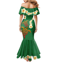 Hawaii Turtle Plumeria Flower Family Matching Mermaid Dress and Hawaiian Shirt Polynesian Pattern Green Color LT03 - Polynesian Pride