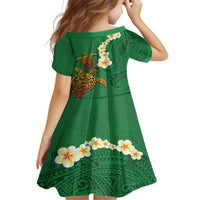 Hawaii Turtle Plumeria Flower Family Matching Summer Maxi Dress and Hawaiian Shirt Polynesian Pattern Green Color LT03 - Polynesian Pride