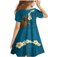 Hawaii Turtle Plumeria Flower Family Matching Mermaid Dress and Hawaiian Shirt Polynesian Pattern Blue Color LT03 - Polynesian Pride