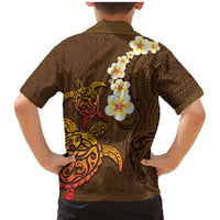 Hawaii Turtle Plumeria Flower Family Matching Mermaid Dress and Hawaiian Shirt Polynesian Pattern Brown Color LT03 - Polynesian Pride
