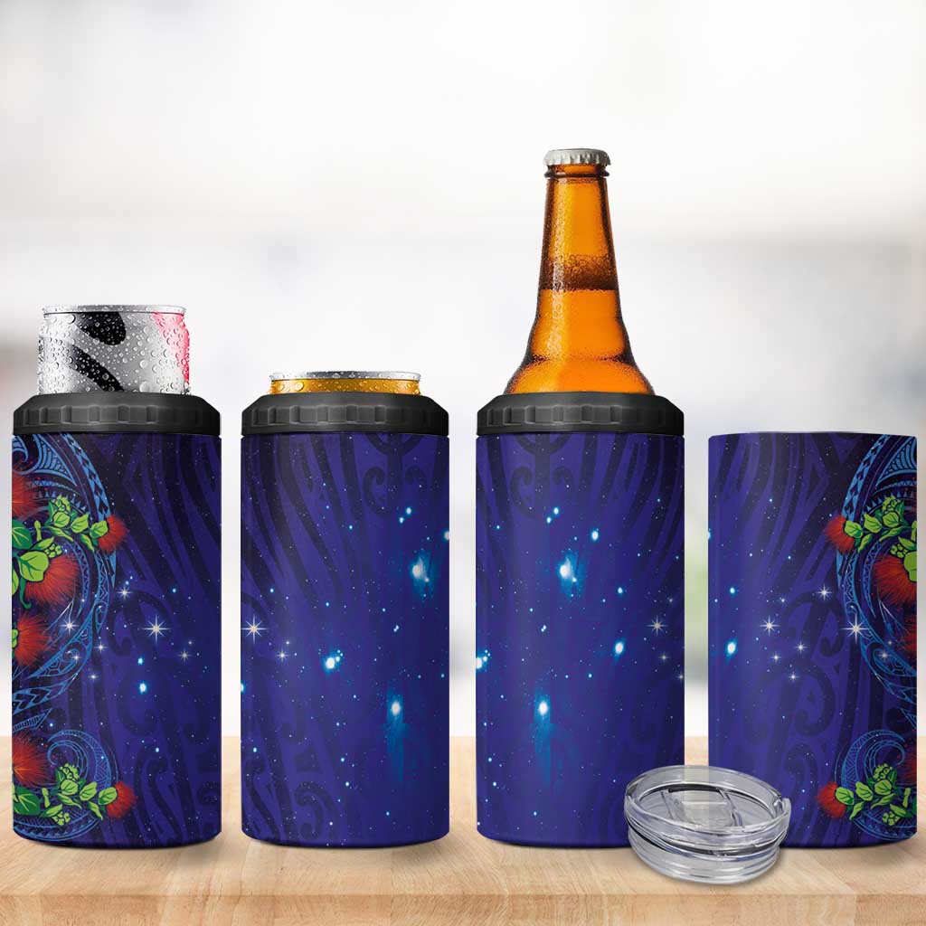 Matariki New Zealand Maori and Pohutukawa 4 in 1 Can Cooler Tumbler Galaxy Blue Sky Style LT03 - Polynesian Pride