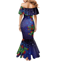 Matariki New Zealand Maori and Pohutukawa Family Matching Mermaid Dress and Hawaiian Shirt Galaxy Blue Sky Style LT03 - Polynesian Pride