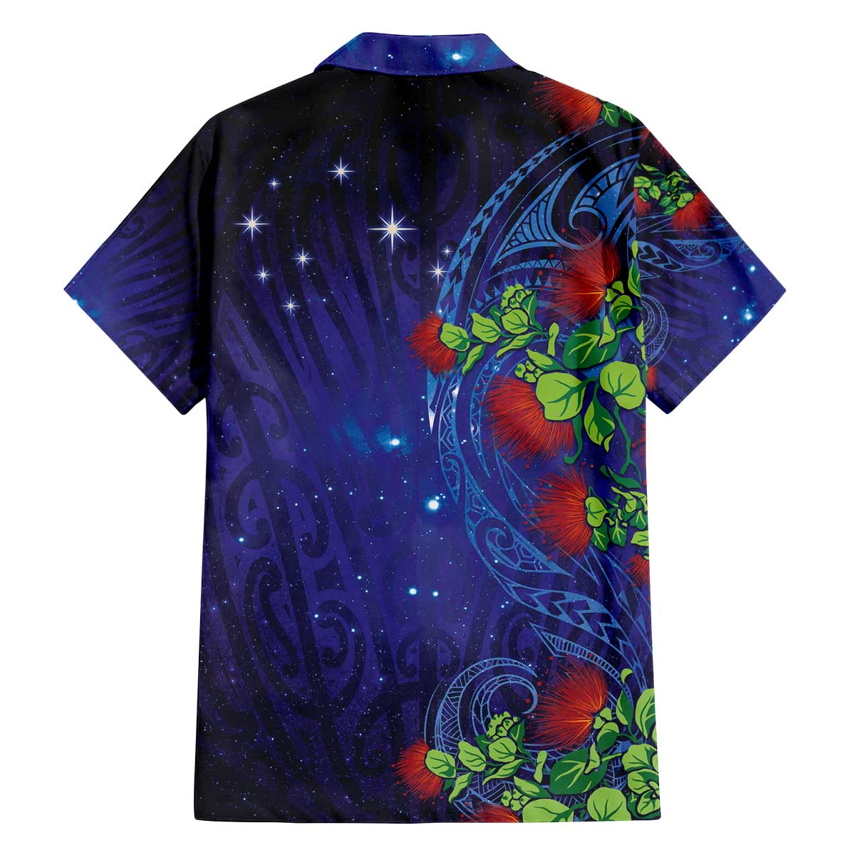Matariki New Zealand Maori and Pohutukawa Family Matching Off The Shoulder Long Sleeve Dress and Hawaiian Shirt Galaxy Blue Sky Style LT03 - Polynesian Pride