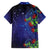 Matariki New Zealand Maori and Pohutukawa Family Matching Off Shoulder Short Dress and Hawaiian Shirt Galaxy Blue Sky Style