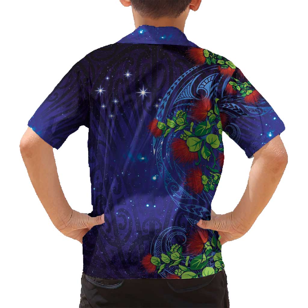 Matariki New Zealand Maori and Pohutukawa Family Matching Puletasi and Hawaiian Shirt Galaxy Blue Sky Style LT03 - Polynesian Pride