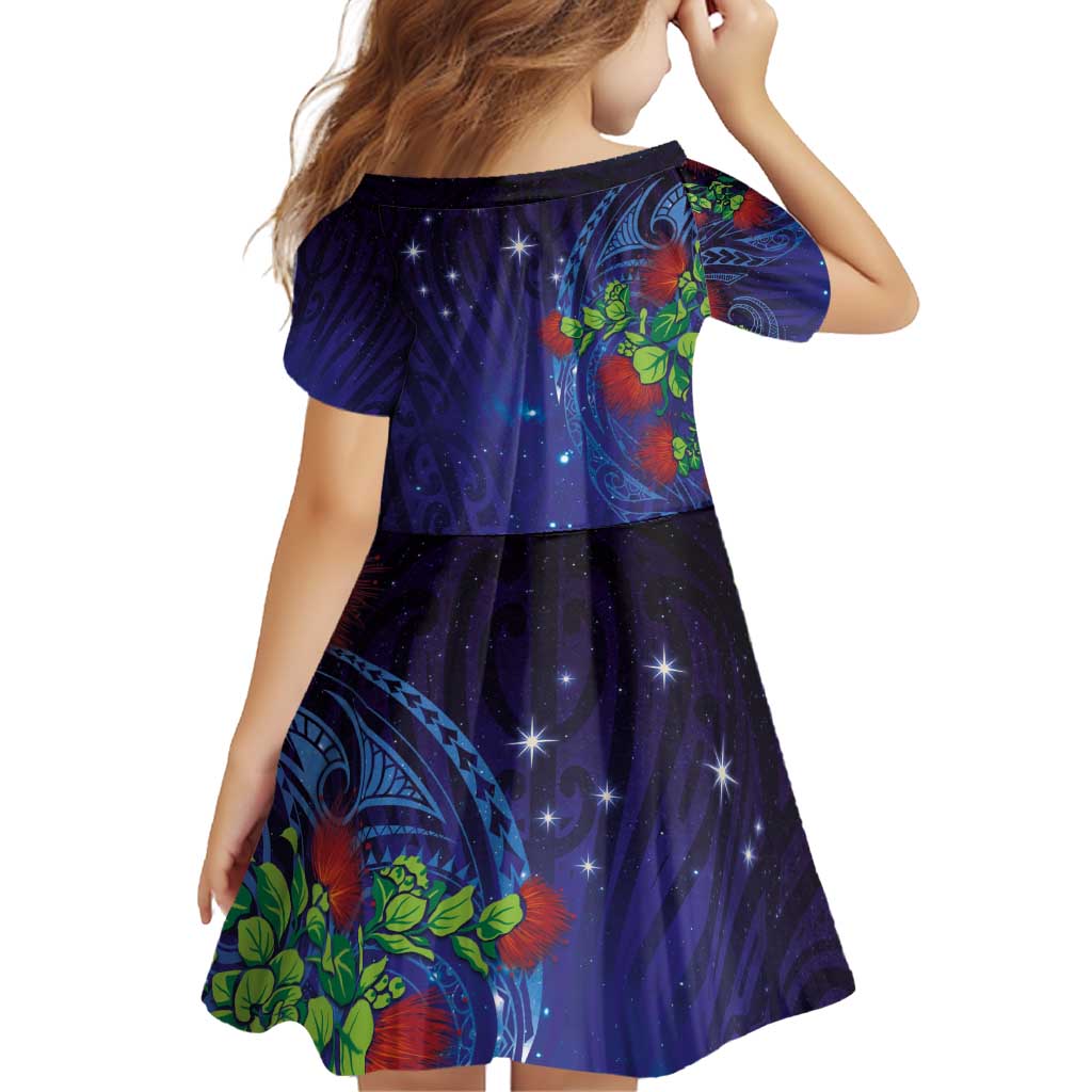 Matariki New Zealand Maori and Pohutukawa Family Matching Puletasi and Hawaiian Shirt Galaxy Blue Sky Style LT03 - Polynesian Pride