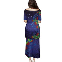 Matariki New Zealand Maori and Pohutukawa Family Matching Puletasi and Hawaiian Shirt Galaxy Blue Sky Style LT03 - Polynesian Pride