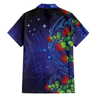 Matariki New Zealand Maori and Pohutukawa Family Matching Short Sleeve Bodycon Dress and Hawaiian Shirt Galaxy Blue Sky Style LT03 - Polynesian Pride