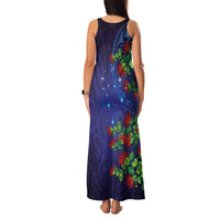 Matariki New Zealand Maori and Pohutukawa Family Matching Tank Maxi Dress and Hawaiian Shirt Galaxy Blue Sky Style LT03 - Polynesian Pride