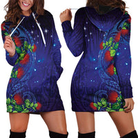 Matariki New Zealand Maori and Pohutukawa Hoodie Dress Galaxy Blue Sky Style LT03 - Polynesian Pride