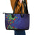 Matariki New Zealand Maori and Pohutukawa Leather Tote Bag Galaxy Blue Sky Style
