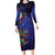 Matariki New Zealand Maori and Pohutukawa Long Sleeve Bodycon Dress Galaxy Blue Sky Style