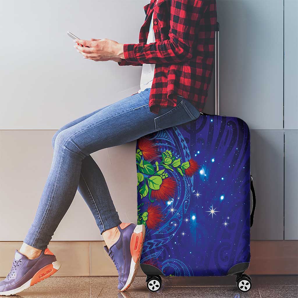 Matariki New Zealand Maori and Pohutukawa Luggage Cover Galaxy Blue Sky Style