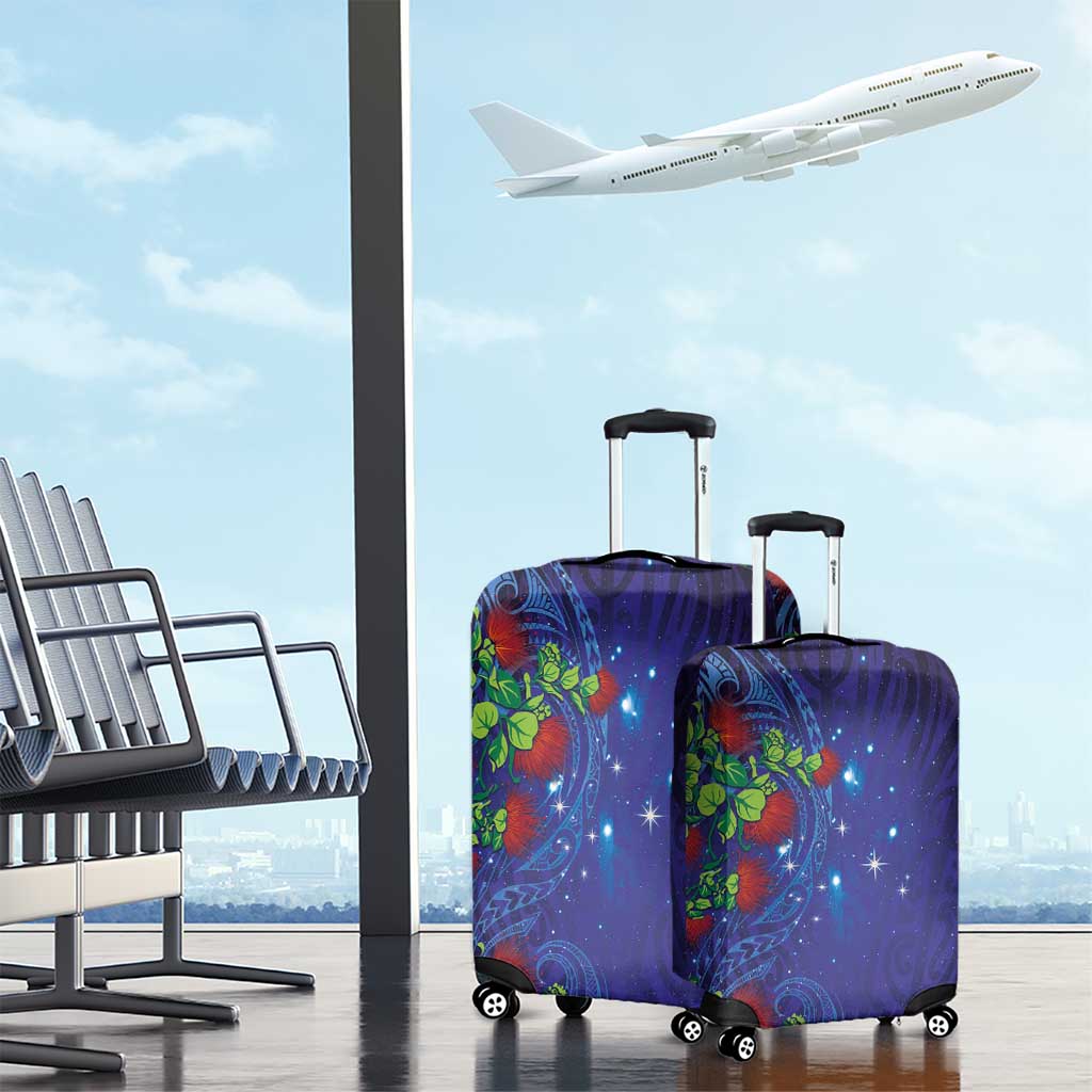Matariki New Zealand Maori and Pohutukawa Luggage Cover Galaxy Blue Sky Style