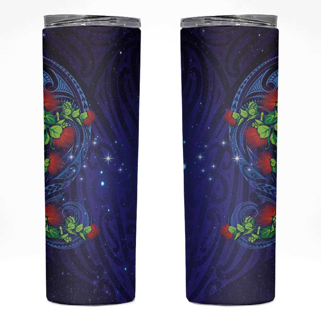 Matariki New Zealand Maori and Pohutukawa Skinny Tumbler Galaxy Blue Sky Style LT03 Blue - Polynesian Pride