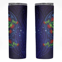 Matariki New Zealand Maori and Pohutukawa Skinny Tumbler Galaxy Blue Sky Style LT03 Blue - Polynesian Pride