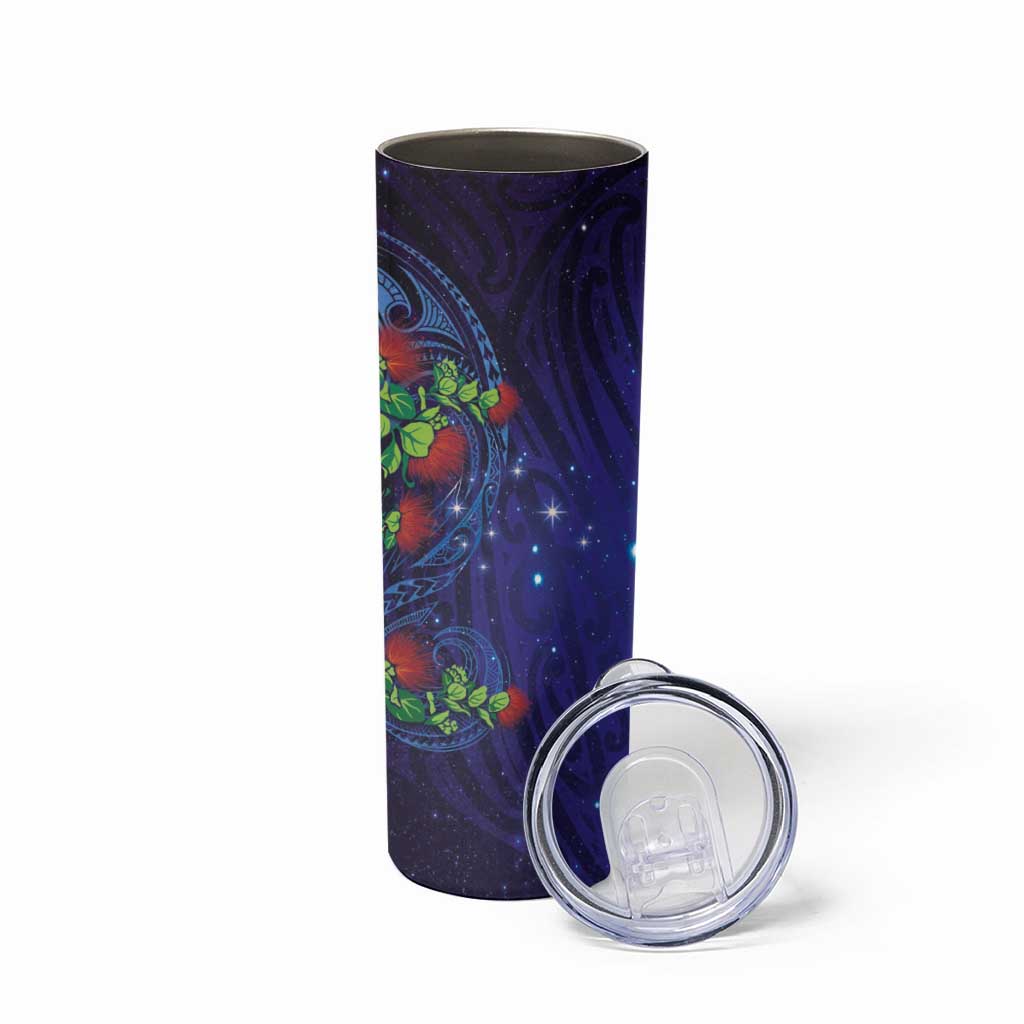 Matariki New Zealand Maori and Pohutukawa Skinny Tumbler Galaxy Blue Sky Style LT03 - Polynesian Pride