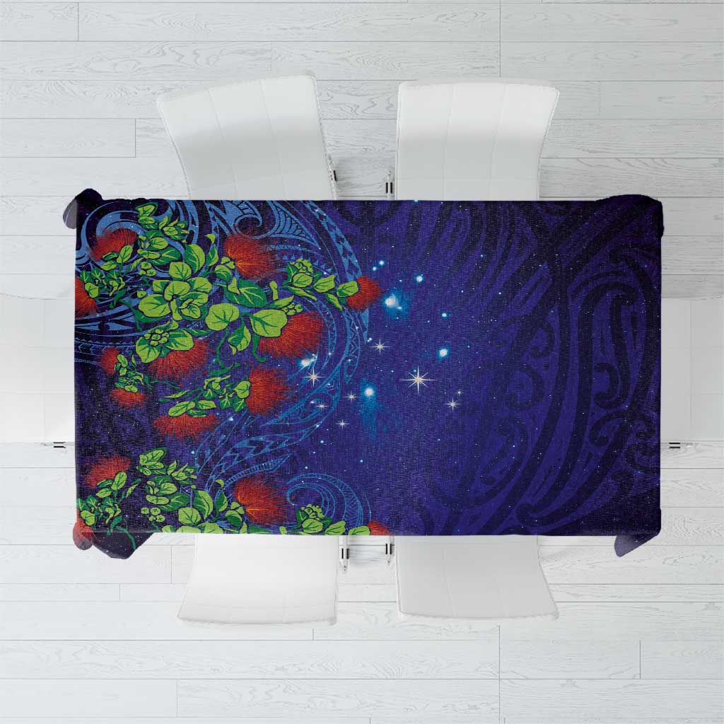 Matariki New Zealand Maori and Pohutukawa Tablecloth Galaxy Blue Sky Style LT03 Blue - Polynesian Pride