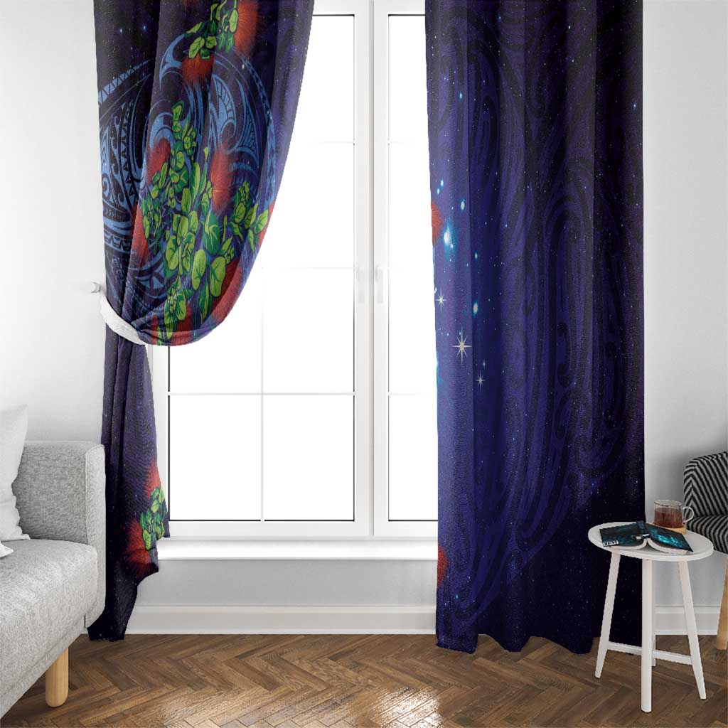 Matariki New Zealand Maori and Pohutukawa Window Curtain Galaxy Blue Sky Style