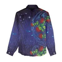 Matariki New Zealand Maori and Pohutukawa Women Casual Shirt Galaxy Blue Sky Style LT03 - Polynesian Pride