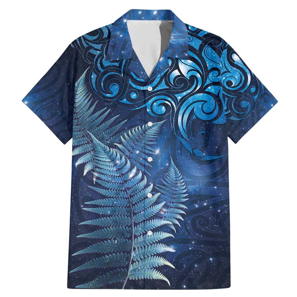 Matariki New Zealand Maori Silver Fern Family Matching Mermaid Dress and Hawaiian Shirt Galaxy Blue Sky Style LT03 Dad's Shirt - Short Sleeve Blue - Polynesian Pride
