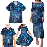 Matariki New Zealand Maori Silver Fern Family Matching Puletasi and Hawaiian Shirt Galaxy Blue Sky Style LT03 - Polynesian Pride