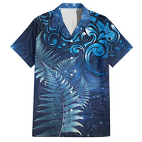 Matariki New Zealand Maori Silver Fern Family Matching Puletasi and Hawaiian Shirt Galaxy Blue Sky Style LT03 Dad's Shirt - Short Sleeve Blue - Polynesian Pride
