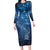 Matariki New Zealand Maori Silver Fern Long Sleeve Bodycon Dress Galaxy Blue Sky Style