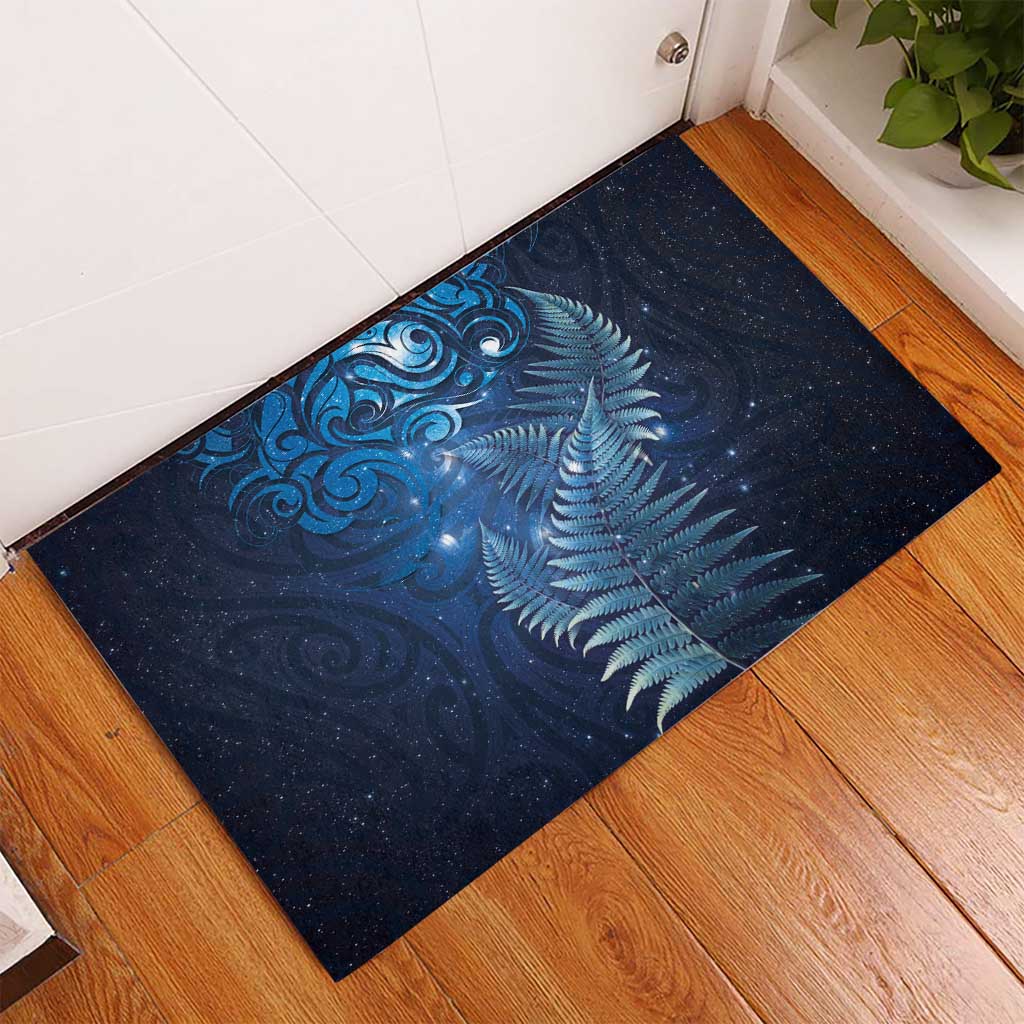 Matariki New Zealand Maori Silver Fern Rubber Doormat Galaxy Blue Sky Style LT03 - Polynesian Pride