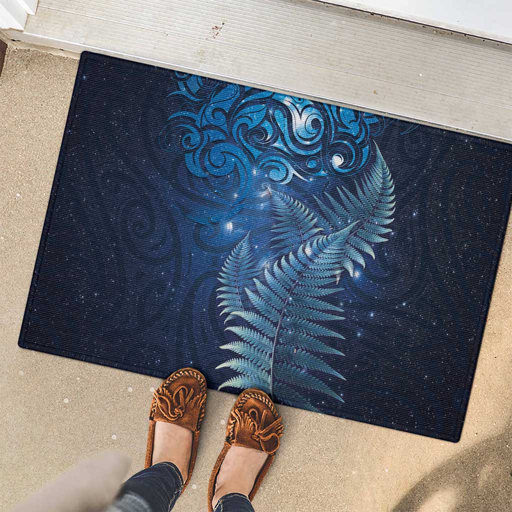 Matariki New Zealand Maori Silver Fern Rubber Doormat Galaxy Blue Sky Style LT03 - Polynesian Pride