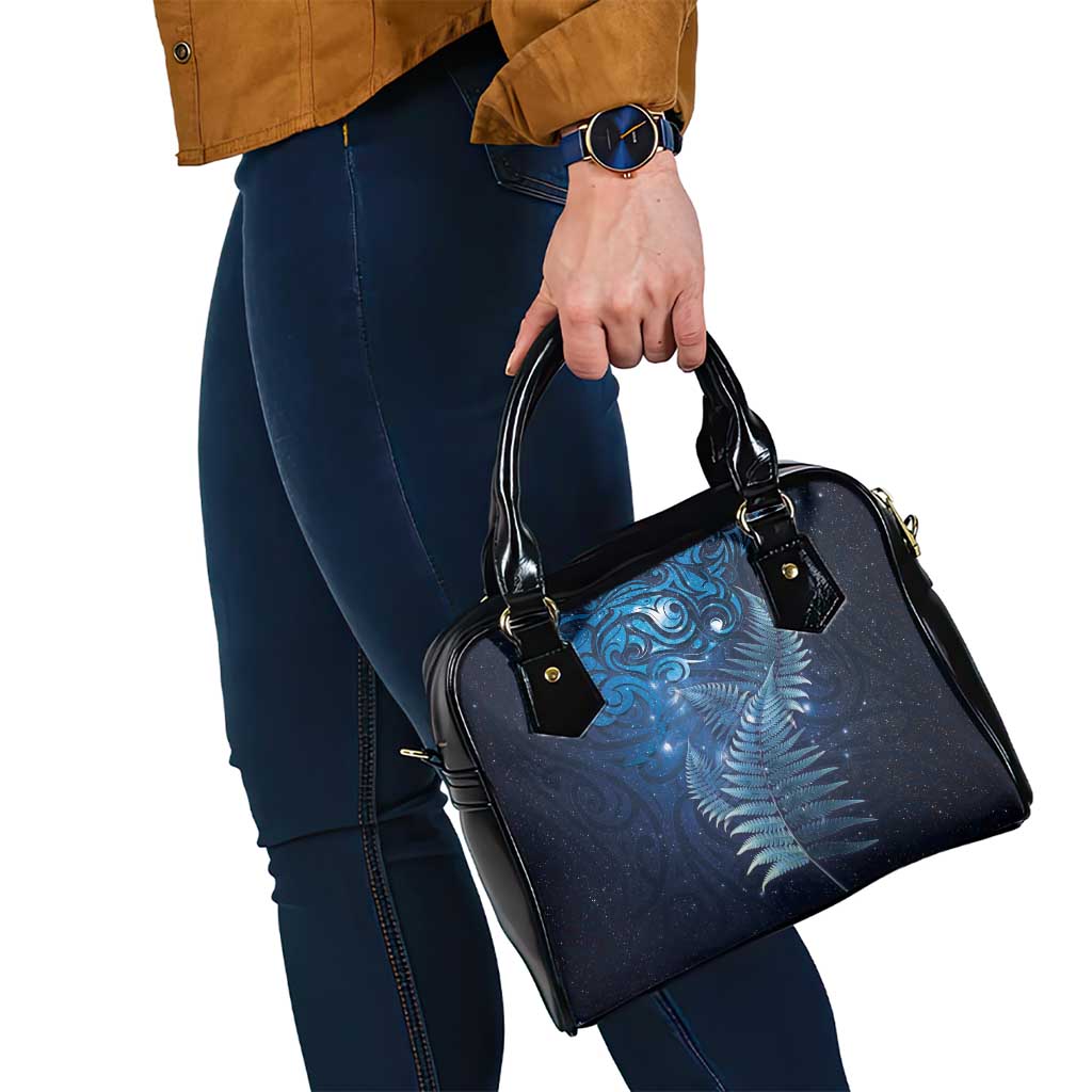 Matariki New Zealand Maori Silver Fern Shoulder Handbag Galaxy Blue Sky Style