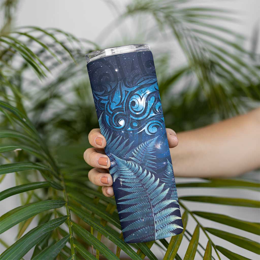 Matariki New Zealand Maori Silver Fern Skinny Tumbler Galaxy Blue Sky Style LT03 - Polynesian Pride