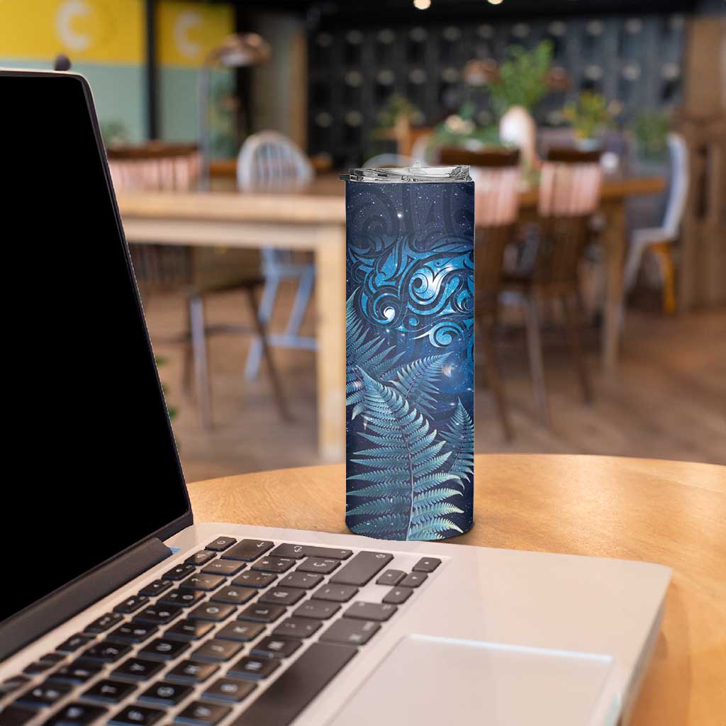 Matariki New Zealand Maori Silver Fern Skinny Tumbler Galaxy Blue Sky Style LT03 - Polynesian Pride
