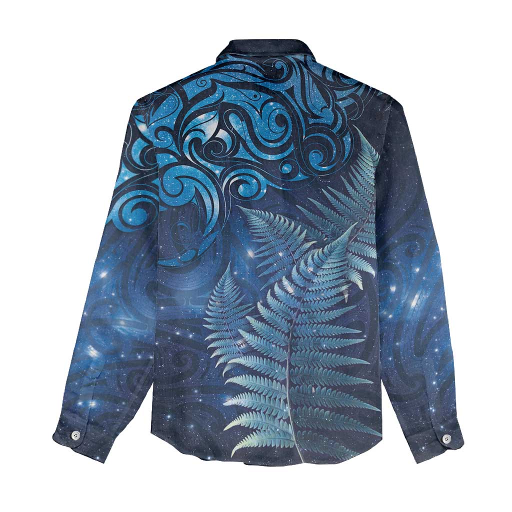Matariki New Zealand Maori Silver Fern Women Casual Shirt Galaxy Blue Sky Style LT03 - Polynesian Pride