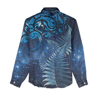 Matariki New Zealand Maori Silver Fern Women Casual Shirt Galaxy Blue Sky Style LT03 - Polynesian Pride