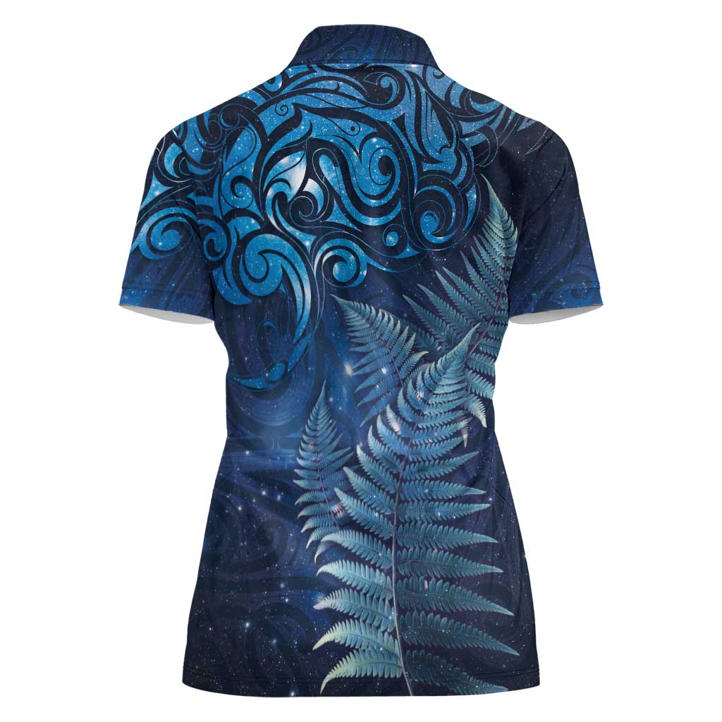 Matariki New Zealand Maori Silver Fern Women Polo Shirt Galaxy Blue Sky Style LT03 - Polynesian Pride