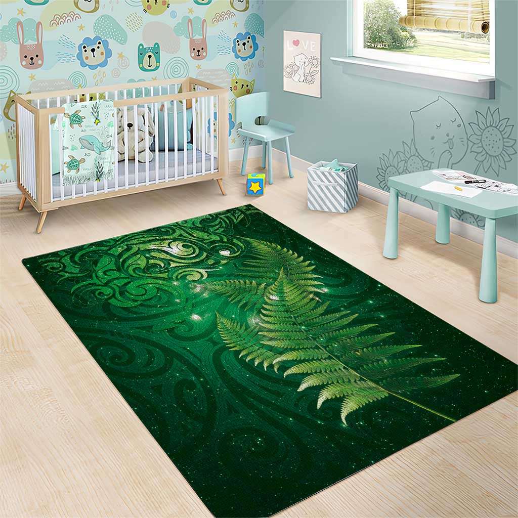 Matariki New Zealand Maori Silver Fern Area Rug Galaxy Green Sky Style