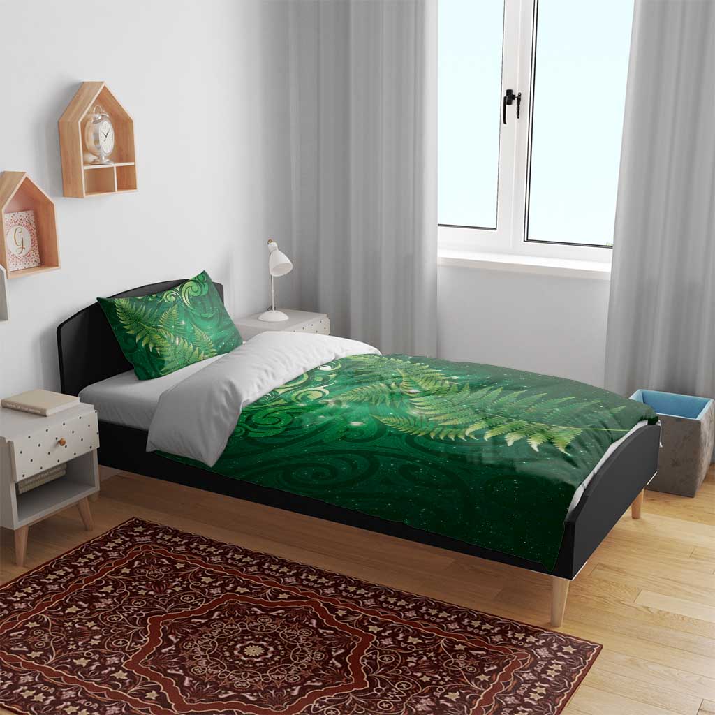 Matariki New Zealand Maori Silver Fern Bedding Set Galaxy Green Sky Style