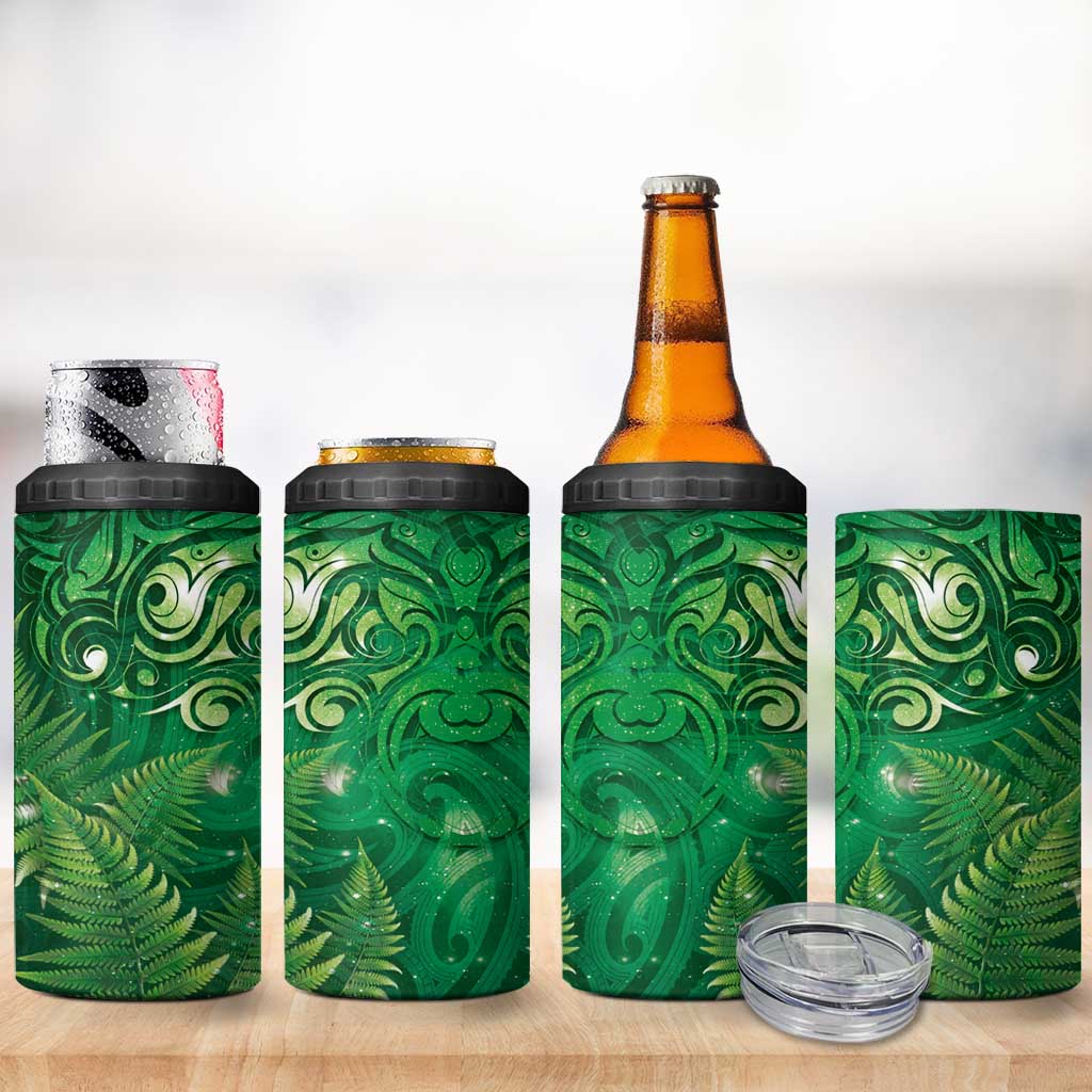 Matariki New Zealand Maori Silver Fern 4 in 1 Can Cooler Tumbler Galaxy Green Sky Style LT03 - Polynesian Pride