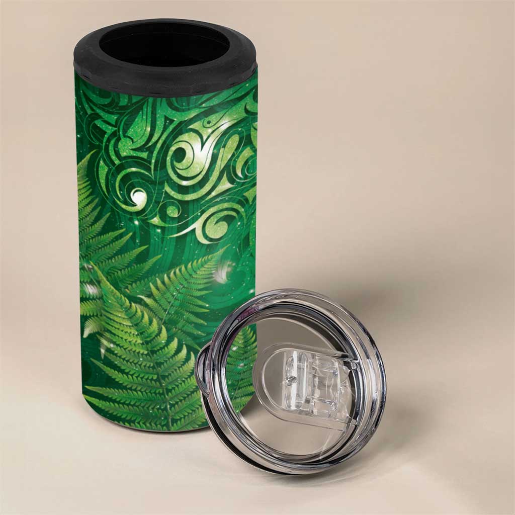 Matariki New Zealand Maori Silver Fern 4 in 1 Can Cooler Tumbler Galaxy Green Sky Style LT03 - Polynesian Pride
