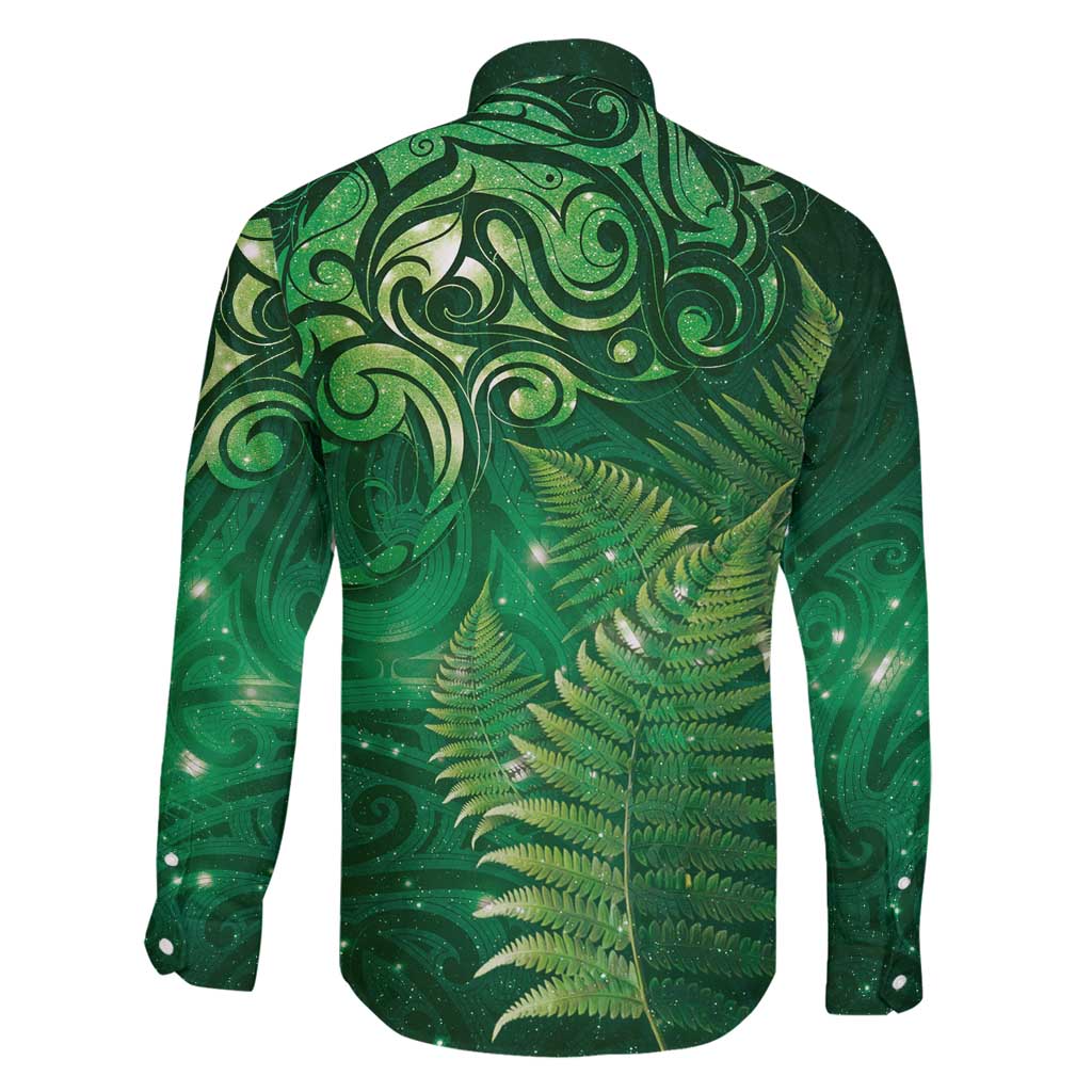 Matariki New Zealand Maori Silver Fern Family Matching Puletasi and Hawaiian Shirt Galaxy Green Sky Style LT03 - Polynesian Pride
