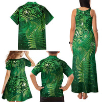 Matariki New Zealand Maori Silver Fern Family Matching Tank Maxi Dress and Hawaiian Shirt Galaxy Green Sky Style LT03 - Polynesian Pride