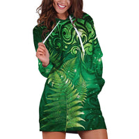 Matariki New Zealand Maori Silver Fern Hoodie Dress Galaxy Green Sky Style LT03 Green - Polynesian Pride
