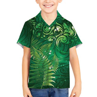Matariki New Zealand Maori Silver Fern Kid Hawaiian Shirt Galaxy Green Sky Style