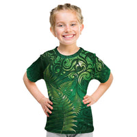 Matariki New Zealand Maori Silver Fern Kid T Shirt Galaxy Green Sky Style