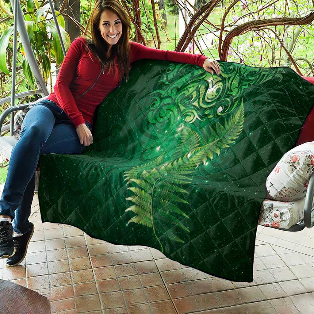 Matariki New Zealand Maori Silver Fern Quilt Galaxy Green Sky Style