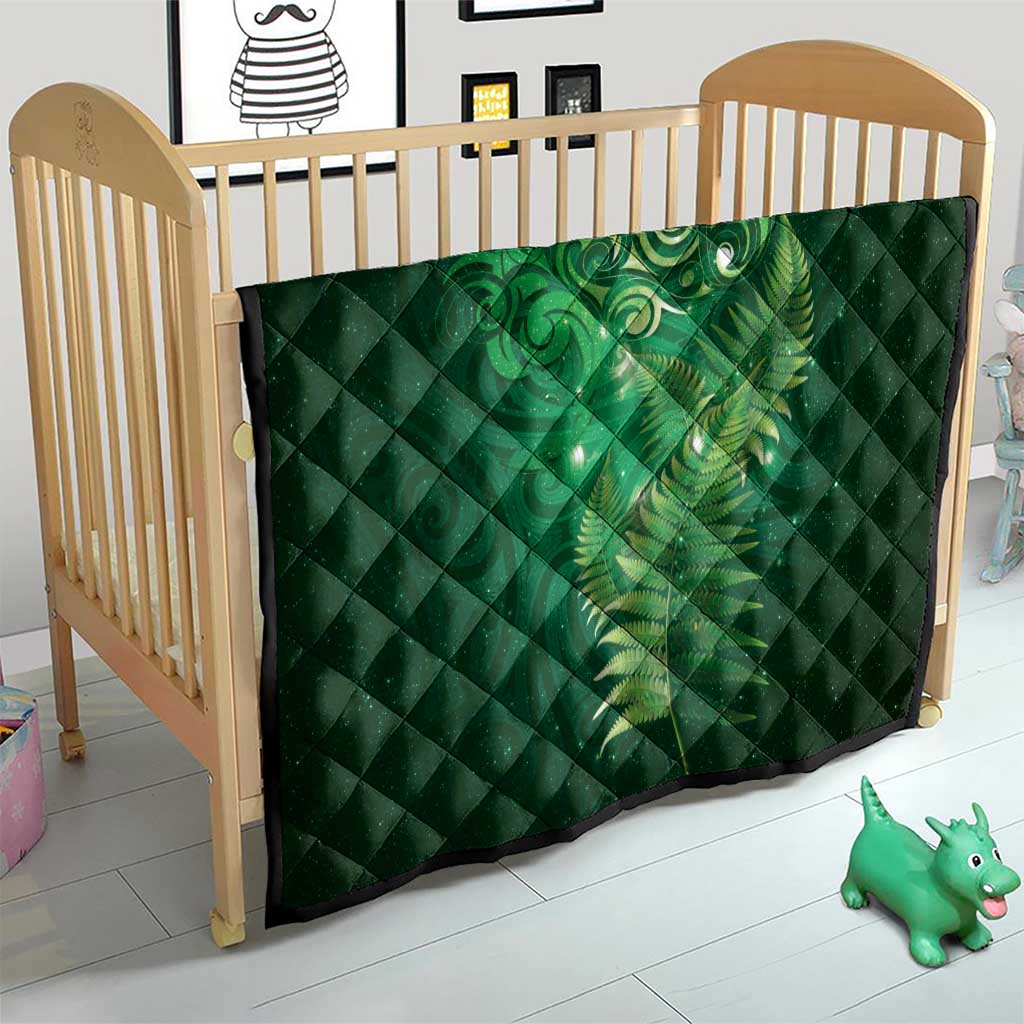 Matariki New Zealand Maori Silver Fern Quilt Galaxy Green Sky Style